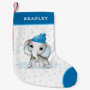 Niedlicher Elephant Baby Boy Winter Snowflakes Nam Kleiner Weihnachtsstrumpf