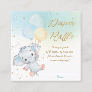 Niedlicher Elephant Balloons Boy Baby Diaper Raffl Begleitkarte