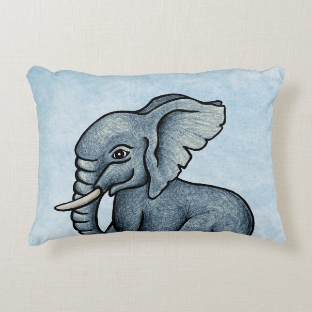 Niedlicher Elephant Blau Personalisiert Akzent Pil Dekokissen (Vorderseite)