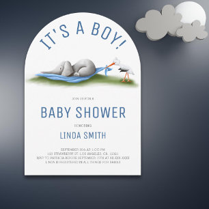 Niedlicher Elephant Blue Boy Baby Shower Arch Einladung
