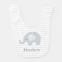 Niedlicher Elephant Blue Graue Stripe Babylätzchen
