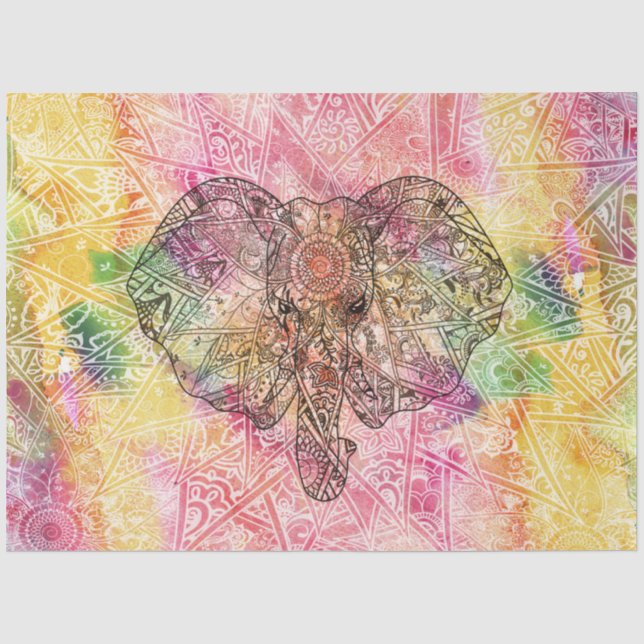Niedlicher Elephant Wasserfarbe handgezeichnete He Seidenpapier (Vorderseite)