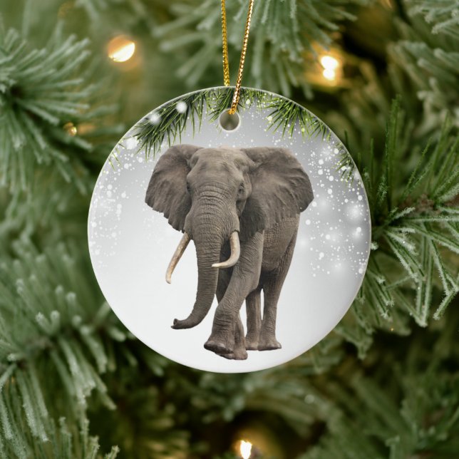 Niedlicher Elephent Safari Tierpark Keramik Ornament (Baum)