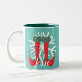 Niedlicher Elf Feet Snowflake Individuelle Name We Zweifarbige Tasse