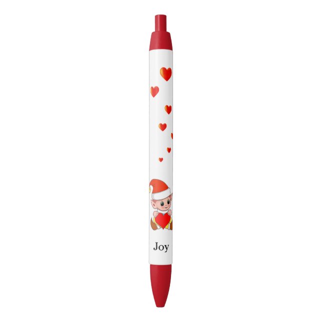 Niedlicher Elf mit Liebe Herz auf weißem Hintergru Kugelschreiber (Vorderseite Vertikal)