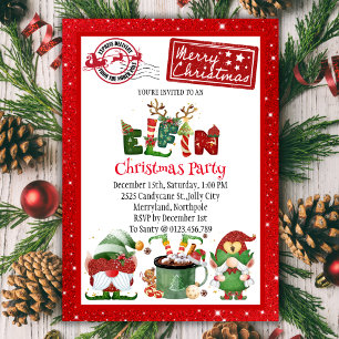 Niedlicher Elf Nordpol Weihnachts-Party Einladung