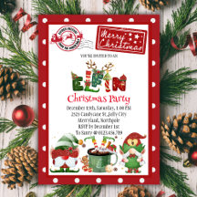 Niedlicher Elf Nordpol Weihnachts-Party Einladung