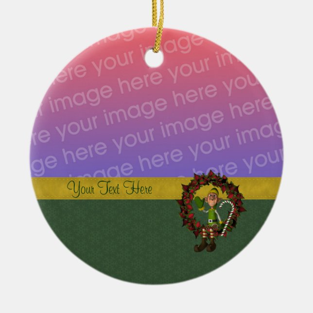 Niedlicher Elf Wreath Foto Keramikornament (Vorne)