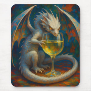 Niedlicher Elfenbeindrachen & Weißweinfantasie-Kun Mousepad