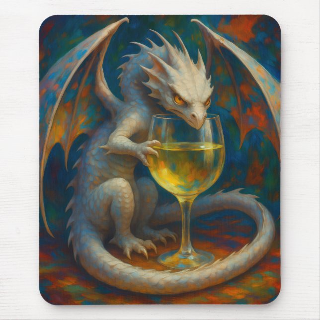 Niedlicher Elfenbeindrachen & Weißweinfantasie-Kun Mousepad (Vorne)