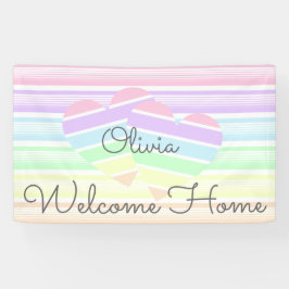 Niedlicher Empfang Zuhause Regenbogenstreifen Lieb Banner