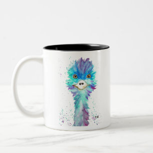 Niedlicher Emu-Vogel Aquarell Tiere Kinder Zweifarbige Tasse