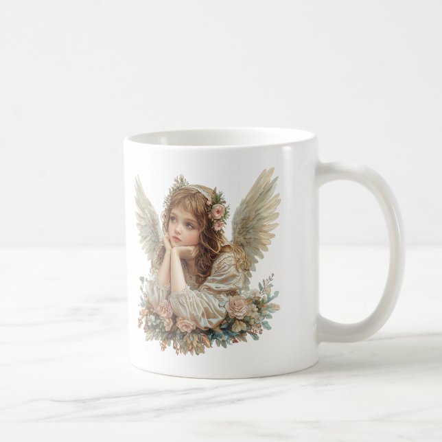 Niedlicher Engel / Cherub / Guardian Angel Kaffeetasse (Rechts)