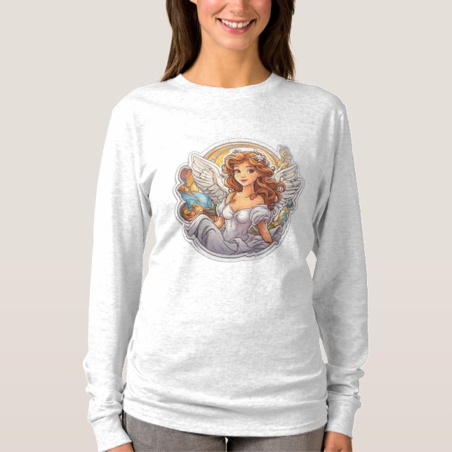 Niedlicher Engel für Mädchen mit langer Hülle T-Shirt (Vorderseite)