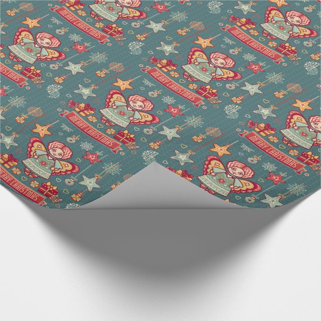 Niedlicher Engel und Geschenke der frohen Geschenkpapier (Ecke)