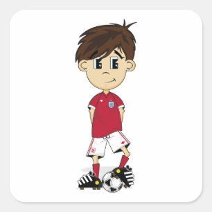 Niedlicher England-Fußball-Jungen-Aufkleber Quadratischer Aufkleber
