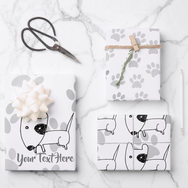 Niedlicher englischer Bull Terrier Geschenkpapier Set (Vorderseite)