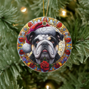 Niedlicher englischer Bulldog Dog Weihnachten Keramik Ornament