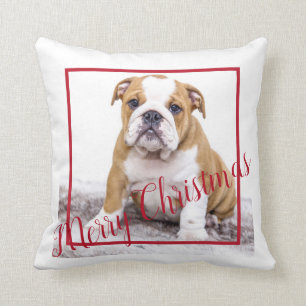 Niedlicher englischer Bulldog Frohe Weihnachtsferi Kissen