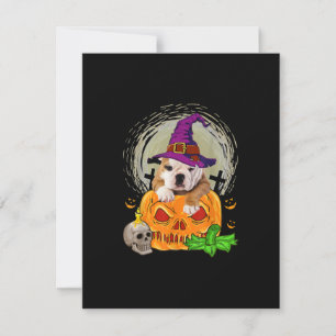 Niedlicher englischer Bulldog Hexenkürbis Hallowee Dankeskarte