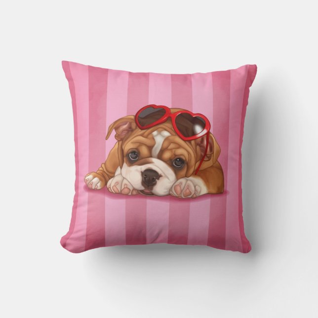 Niedlicher englischer Bulldoggenwelpe Kissen (Vorderseite)