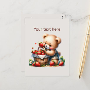 Niedlicher Erdbeerbär, kundenspezifisch Postkarte