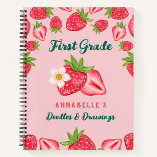 Niedlicher Erdbeerbaum Individuelle Name Rosa Kind Notizbuch