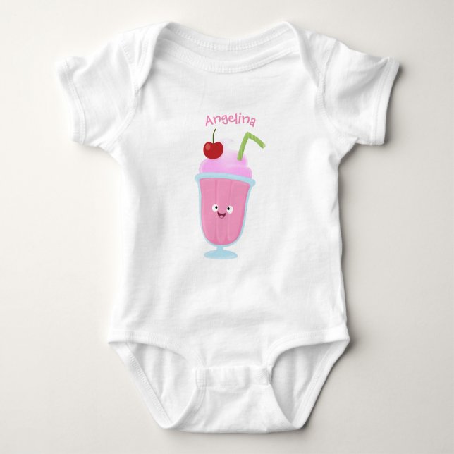 Niedlicher Erdbeereis Sundae Cartoon Baby Strampler (Vorderseite)