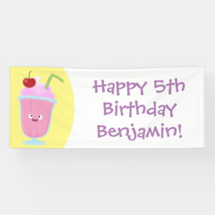 Niedlicher Erdbeereis Sundae Cartoon Banner
