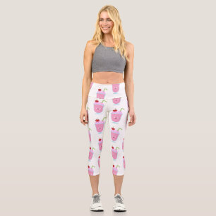Niedlicher Erdbeereis Sundae Cartoon Capri Leggings