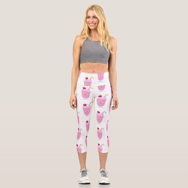 Niedlicher Erdbeereis Sundae Cartoon Capri Leggings (Vorderseite)