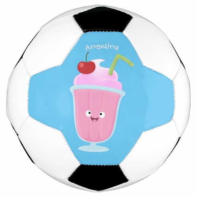 Niedlicher Erdbeereis Sundae Cartoon Fußball (Vorderseite)