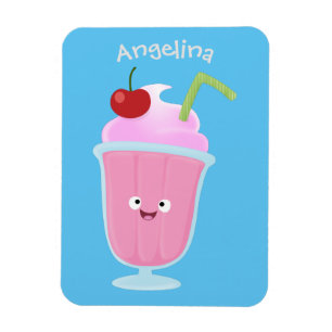 Niedlicher Erdbeereis Sundae Cartoon Magnet