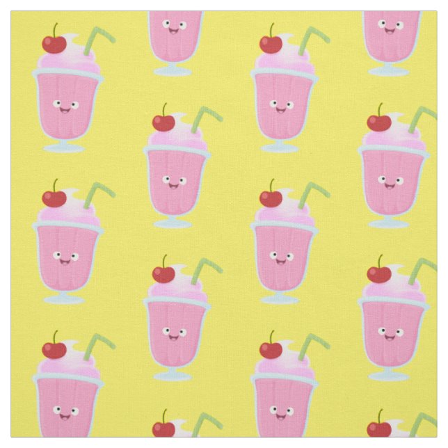 Niedlicher Erdbeereis Sundae Cartoon Stoff (Muster)
