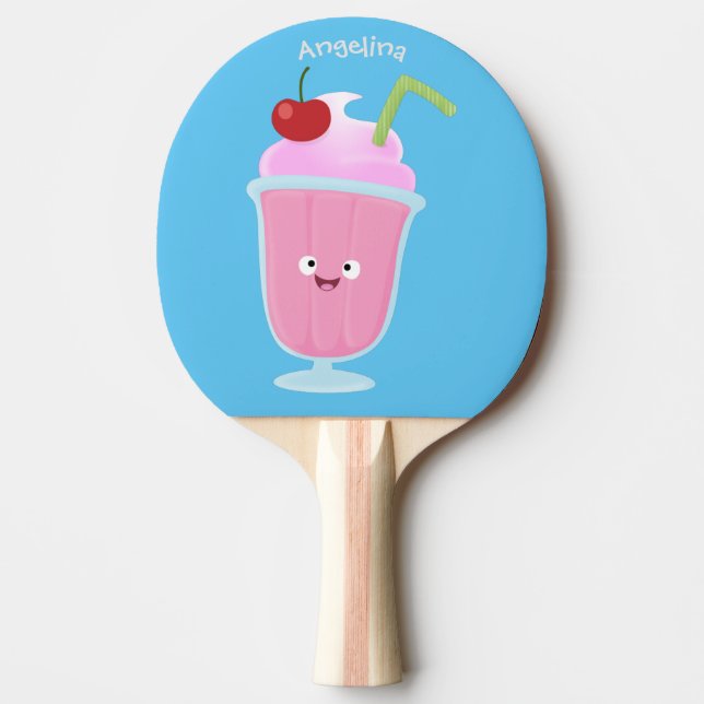 Niedlicher Erdbeereis Sundae Cartoon Tischtennis Schläger (Vorderseite)