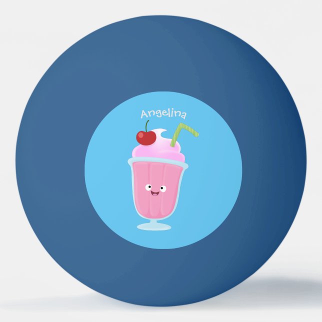 Niedlicher Erdbeereis Sundae Cartoon Tischtennisball (Vorderseite)