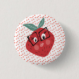 Niedlicher Erdbeerhandschuh Cartoon Button