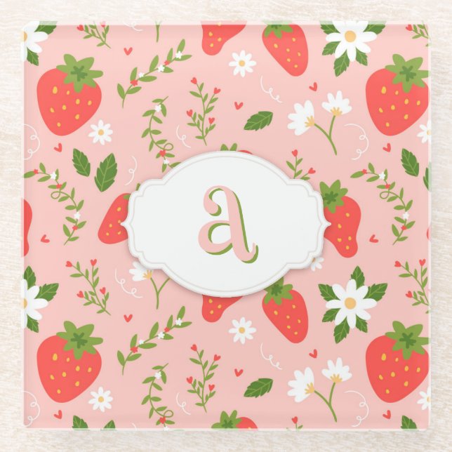 Niedlicher Erdbeermuster Untersetzer (Vorderseite)