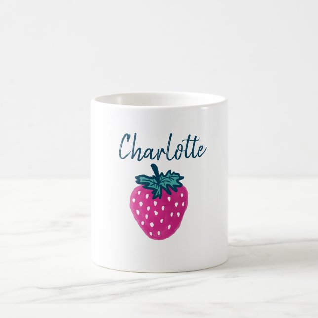 Niedlicher Erdbeerobst Individuelle Name Kaffeetasse (Mittel)