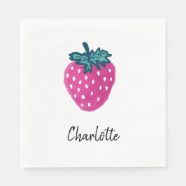 Niedlicher Erdbeerobst Individuelle Name Serviette