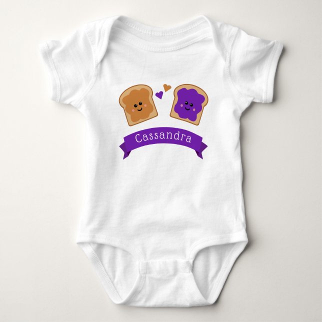 Niedlicher Erdnussbutter und Gelee Baby Strampler (Vorderseite)