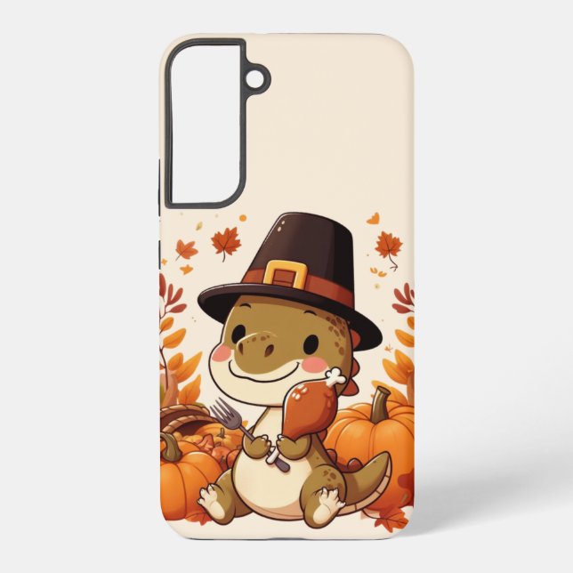 Niedlicher Erntedank Dinosaurier Samsung Galaxy Hülle (Rückseite)