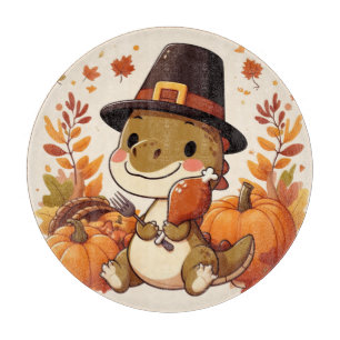 Niedlicher Erntedank Dinosaurier Schneidebrett