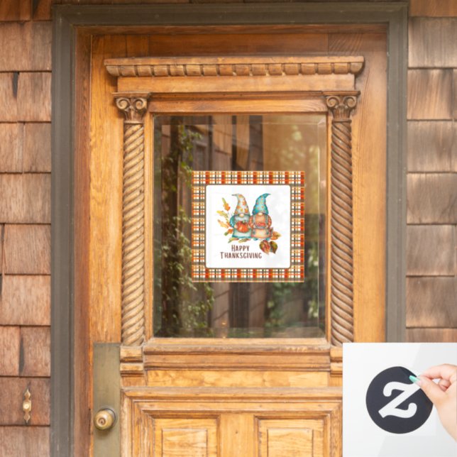 Niedlicher Erntedank Gnomes Fensteraufkleber (Haustür)