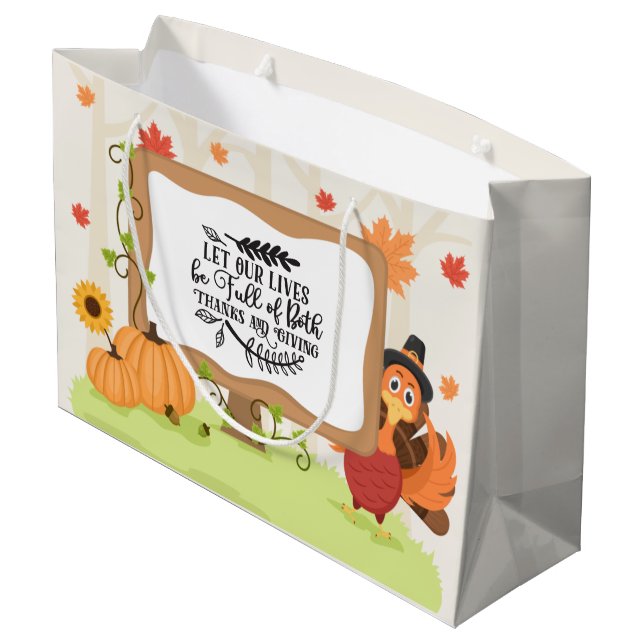 niedlicher Erntedank  Große Geschenktüte (Rückseite Schrägansicht)
