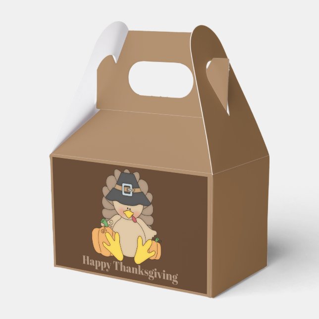 Niedlicher Erntedank Holiday Trukey Namensnachrich Geschenkschachtel (Vorderseite)
