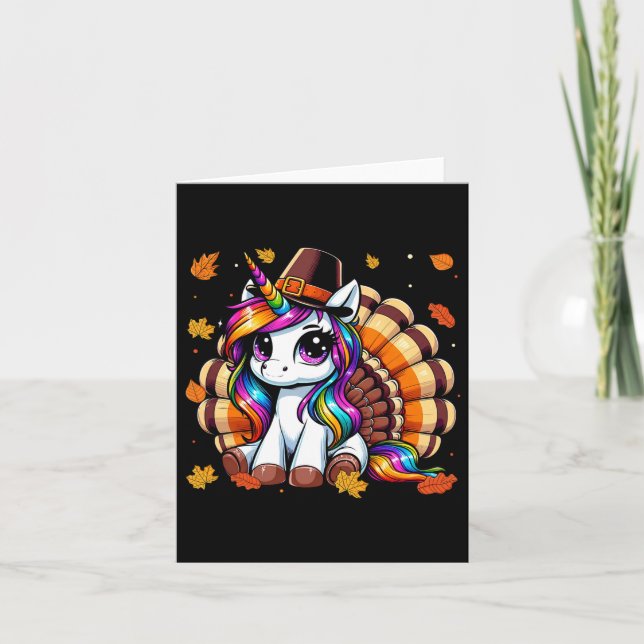 Niedlicher Erntedank Kleinkind Türkei Einhorn Mädc Karte (Vorderseite)