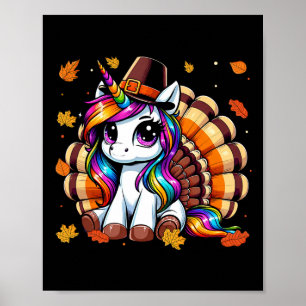 Niedlicher Erntedank Kleinkind Türkei Einhorn Mädc Poster