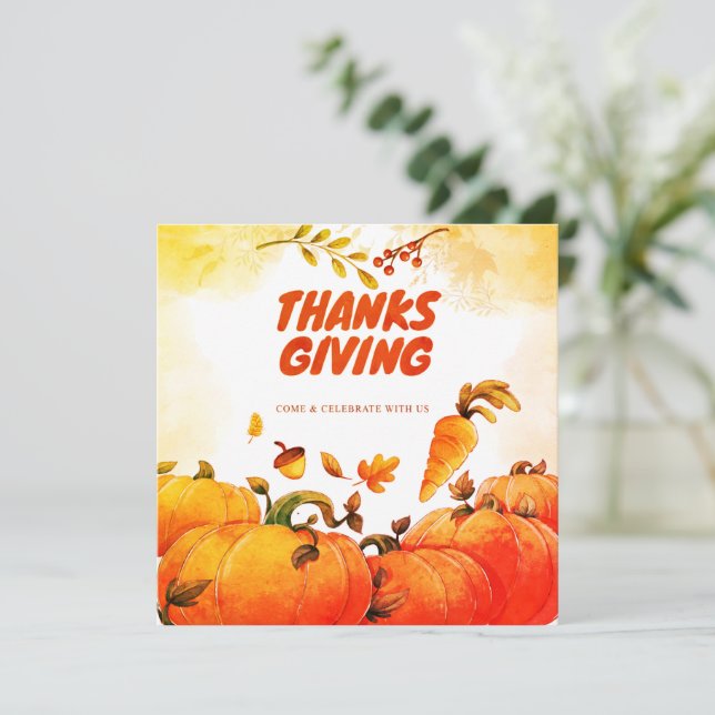 Niedlicher Erntedank mit Niedlichem Pumpkin Einladung (Stehend Vorderseite)