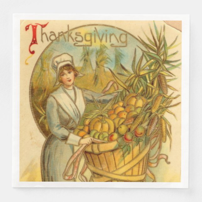 niedlicher Erntedank Pilgriday Serviette (Vorderseite)